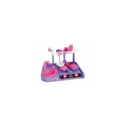 Leantoys - Bucatarie din plastic pentru copii - cu accesorii de bucatarie - roz-mov