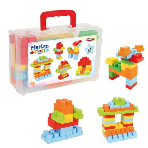 Set de joaca - cutie cu blocuri de construit - Pilsan - 28 piese