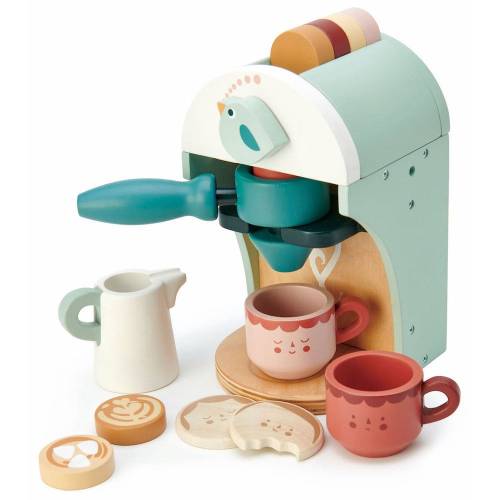 Aparat pentru espresso din lemn - Tender Leaf Toys - Babyccino Machine cu accesorii
