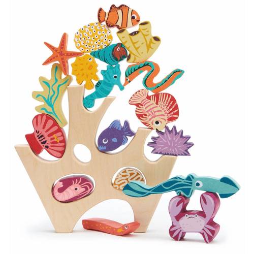 Asezare de corali din lemn - Tender Leaf Toys - 18 piese