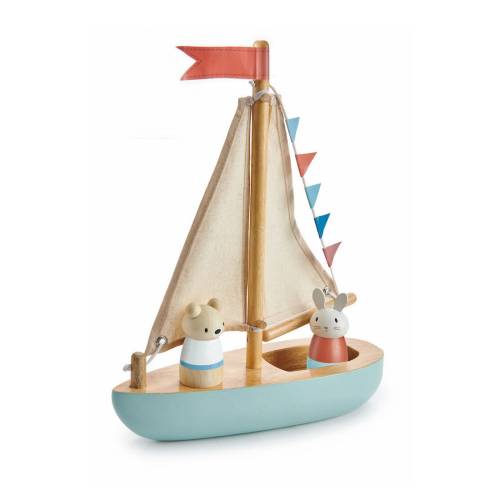 Barca din lemn a lui Bubble si Squeak - Tender Leaf Toys - Sailaway Boat