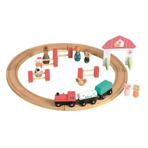 Egmont toys - Tren din lemn Circuit - Cu figurine