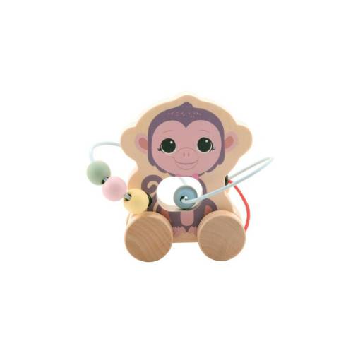 Joueco - Jucarie maimuta din lemn certificat FSC - Cu margele - Sporeste creativitatea - Dezvolta abilitatile senzoriale si motorii - 12 luni+ -...