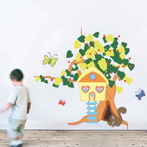 Stickere perete copii Copacel cu veverita - 88 x 80 cm