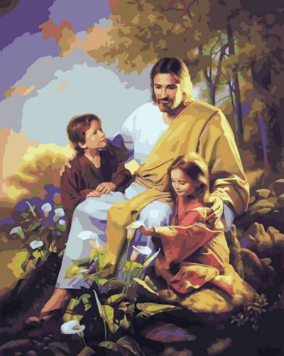 Set Pictura pe numere - Acuarello - Iisus cu copiii