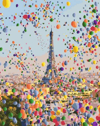 Set Pictura pe numere - Acuarello - Parisul colorat