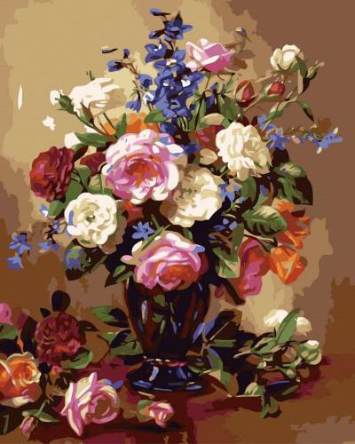 Set Pictura pe numere - Acuarello - Vaza cu flori