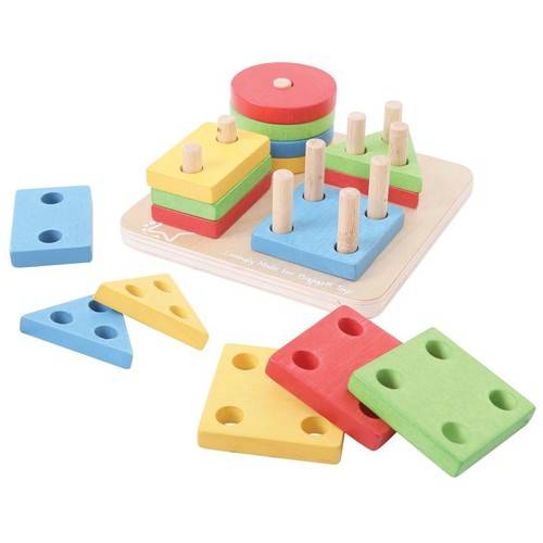 Joc de Sortare BigJigs Toys cu 4 Forme Geometrice