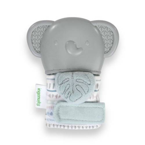 Ingenuiy - Manusa pentru dentitie - Elefant - Cu zornaitoare - Silicon - Fara BPA - 3 luni+ - Gri