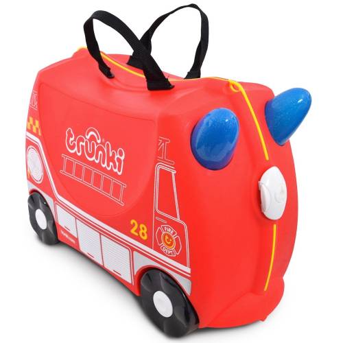 Valiza pentru copii Ride-On Masina de Pompieri Trunki - Rosu - 46 cm