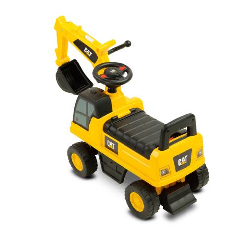 Toyz - Vehicul ride-on - Excavator Cu licenta Cat - Volan cu claxon - Cu spatiu de depozitare - 93x29x43 cm - 12-36 luni - Galben