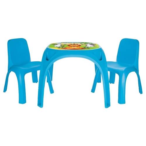 Pilsan - Set Masuta King Table - Cu 2 scaune - 645x645 cm - Albastru