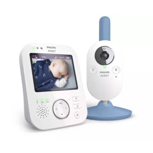 Philips Avent - Video monitor bebelusi - Ecran LCD 3 - 5 inch - Cu sonorizare si vizibilitate clare - Cu melodii - Pana la 12h de functionare - 0...