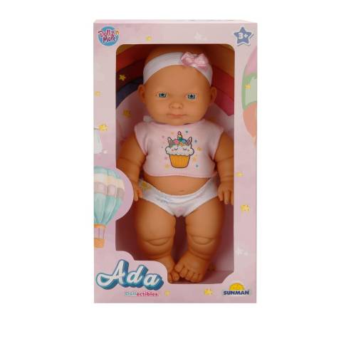 Papusa bebelus Ada - Dollz n More - cu pijama roz - 23 cm