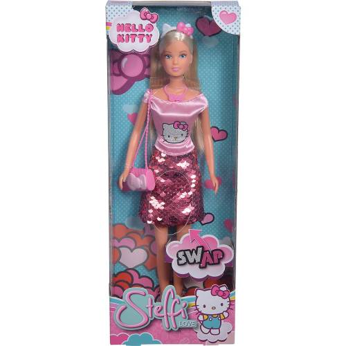Papusa Steffi Love cu rochita cu imprimeu Hello Kitty