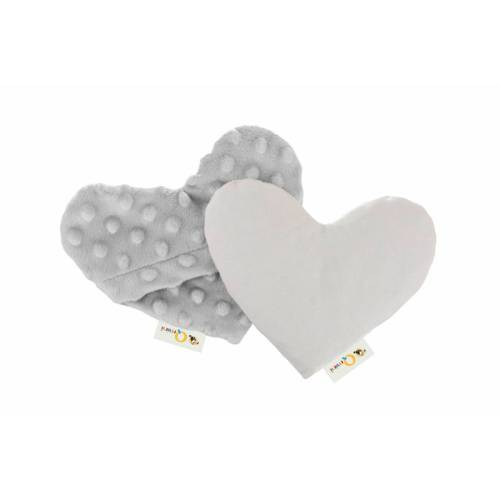 Qmini - Pernuta anticolici umpluta cu samburi de cirese - Cu doua fete - In forma de inima - Minky Light Grey