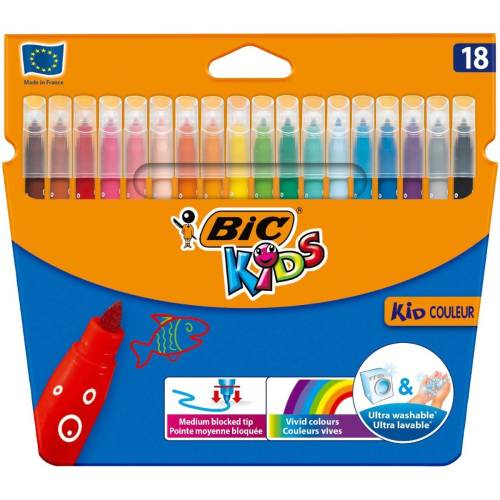 Set markere colorate lavabile - Bic Kids Visa - 18 buc