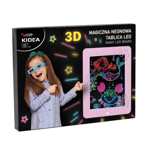 Tablita de desenat magica 3d cu led - pentru copii - roz