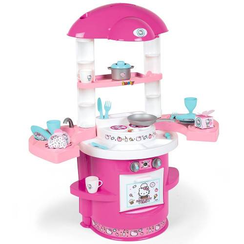 Bucatarie Smoby Hello Kitty Cooky Kitchen cu 17 Accesorii