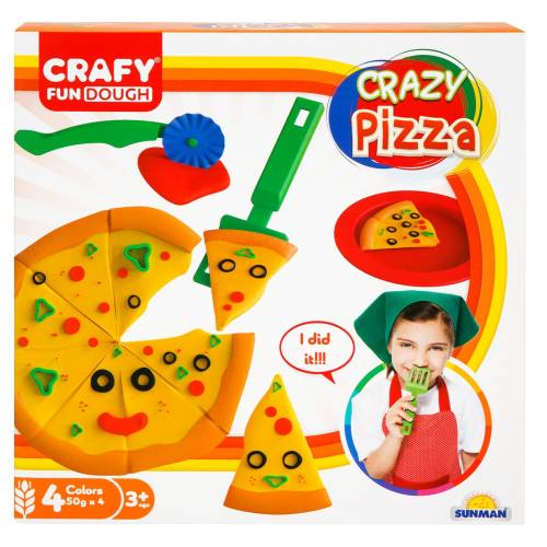 Set de modelare - Crazy Pizza din plastilina - Crafy - 10 piese