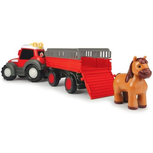 Dickie Toys - Tractor Happy Ferguson Animal Trailer - Cu figurina - Cu remorca