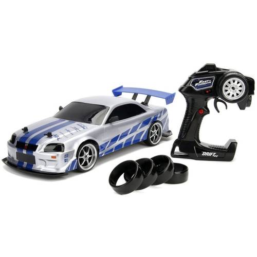 Jada Toys - Masina Fast and Furious Nissan Skyline GTR Drift cu anvelope si telecomanda